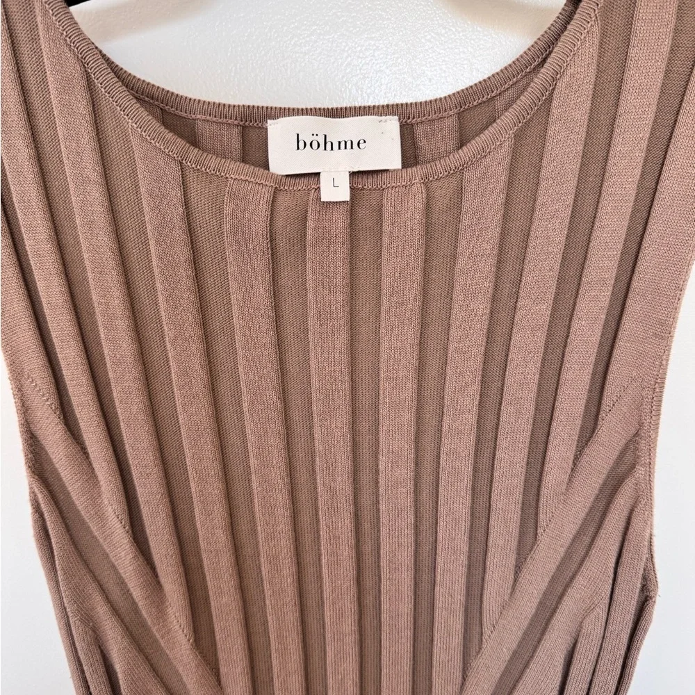 Bohme Brown Sleeveless Ribbed Dress - Picture 3 of 8